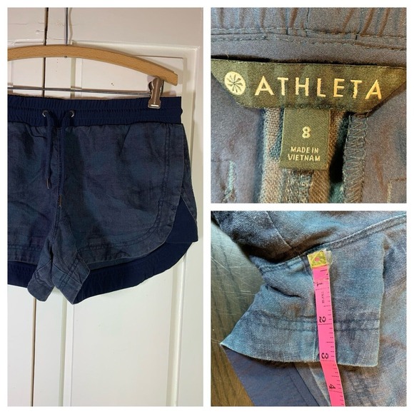 Athleta Pants - Athleta Linen Beachside‎ Bali Shorts Women's 8Blue Faded Camo 3" 211109 Pull On
